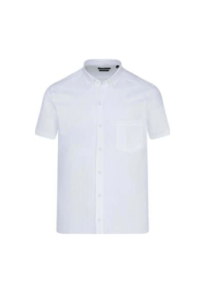 Hatemoğlu Beyaz Comfort Fit 100% Pamuk Düğmeli Yaka Kısa Kollu Casual Gömlek 4111993
