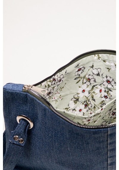 Fabric Craft Bag Portföy Kadın El Çantası Denim Kumaş Astarlı Fermuarlı 35x26 Cm Kot