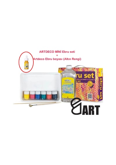 Artdeco Mini Boy 6 Renk Ebru Seti Ve 1 Adet Altın Rengi