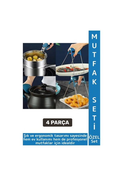 Kompakt Kamp Outdoor Mutfak Tencere Tabak Tutucu Fırın Eldiveni Yanma Önleyici 4'lü Premium Set