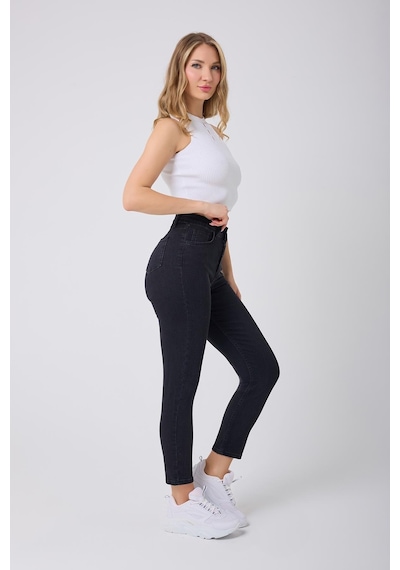 Kadın Skinny Fit Yüksek Bel Jeans Siyah Siyah