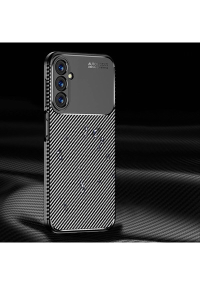 Galaxy Uyumlu A25 Kılıf Karbon Görünümlü Silikon Kamera Korumalı Üstün Koruma Pazarplus Siyah