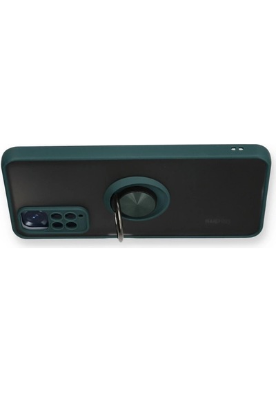 Xiaomi Redmi Note 11 Kılıf Montreal Yüzüklü Silikon Kapak - Yeşil Düz Renkli