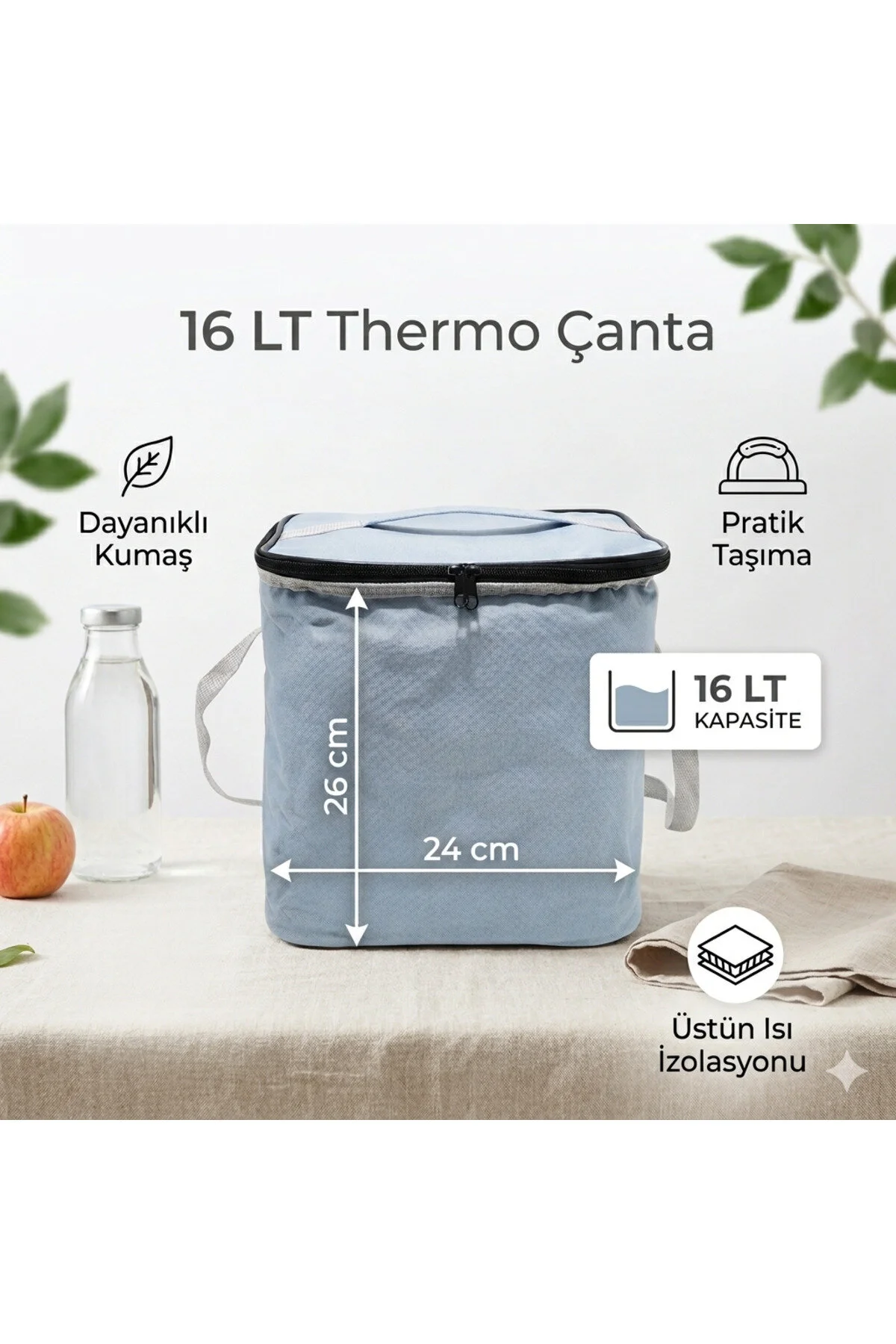 16 Litre Termos Çanta Isı Yalıtımlı Kamp Piknik İçin Termos Çanta Açık Mavi