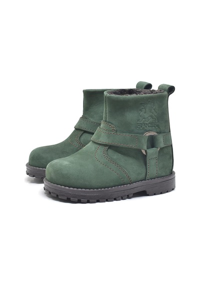 Rakerplus Chiron Hakiki Deri Yeşil Fermuarlı Unisex Bebek Bot Yeşil