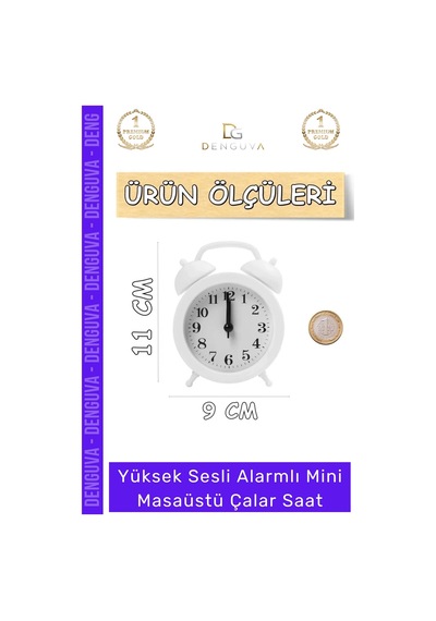 Çalarsaat Premium Sessiz Akar Saniyeli Masaüstü Ofis Komodin Modern Analog Dekoratif Çalar Saat Çok Renkli