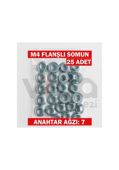 M4 Flanşlı Somun 25 Li Çinko Kaplı 1