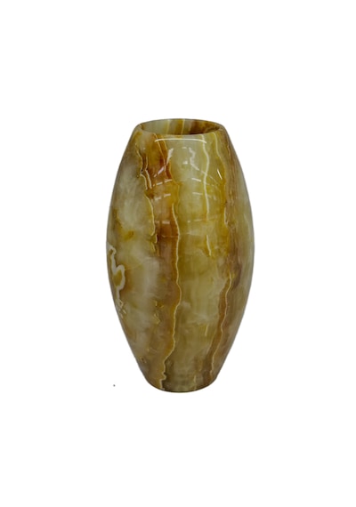 Oniks Taşı Oval Vazo - Damarlı Akik