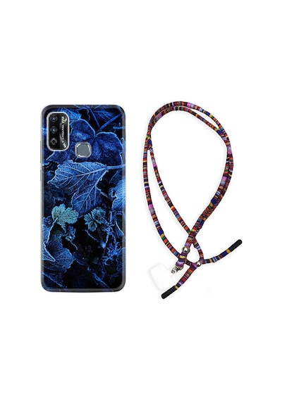 Infinix Hot 9 Play Kılıf Rasta Boyun Askılı Blue Foid 1628