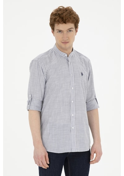 U.S. Polo Assn. Erkek Hakim Yaka Çizgili Gri Gömlek 50288924-VR024