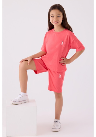 U.S. Polo Assn. U.s. Polo Assn Kız Çocuk Pembe Bermuda Takım Us1848-c-v23 Pembe