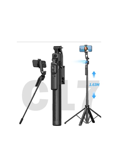 Aı Yüz Takipli Selfie Çubuğu, 163 Cm Uzunluk, 4 Ayaklı Tripod, 360 Dönebilen Gimbal, Siyah