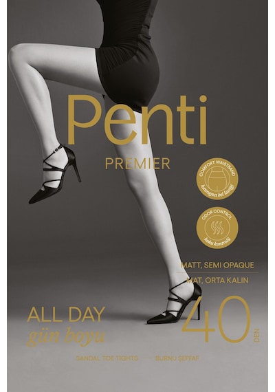 Penti  Siyah Premier All Day 40 Külotlu Çorap