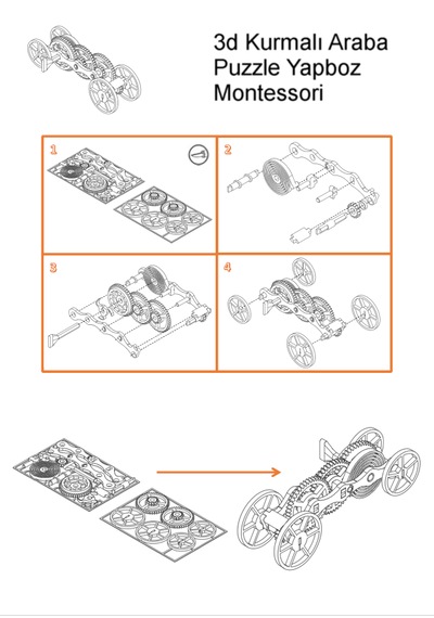 3d Kurmalı Araba Plastik Puzzle Yapboz Montessori
