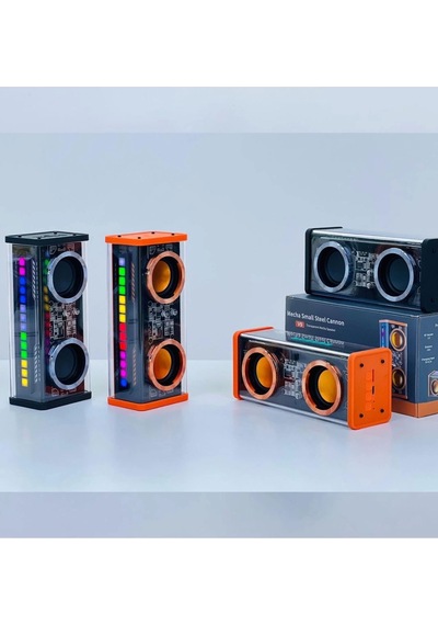 Şeffaf Mecha Müzik Tws Stereo Rgb İşıklı Hoparlör Kablosuz Bluetooth 5.0 Taşınabilir Hoparlör V9.gzpde