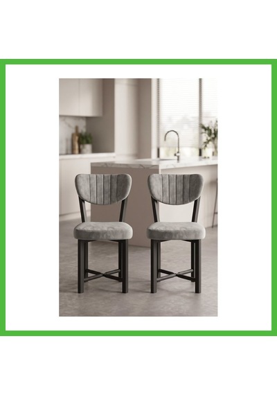 Vaveni Sandalye 2 Adet Baby Face Kumaş Metal Ayak Modern Mutfak Sandalyesi Cafe Balkon Ofis Elma 9810 Gri Arz