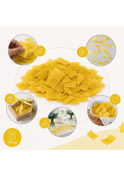 Sarı Konfeti Pelur 100 Gr, Parti, Düğün Süsü, Masa Süsleme Ve Hed Tüm Yaşlar