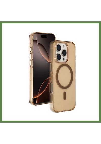 Bezos Joko İphone 16 Pro Max Uyumlu Gleam Pc Sert Magsafe Kılıf - Şeffaf-gold Hb006