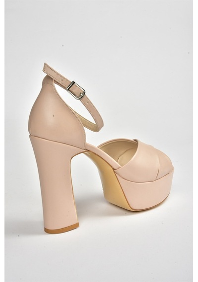 Fox Shoes Ten Deri Platform Kalın Topuklu Ayakkabı M348202509 Ten Rengi