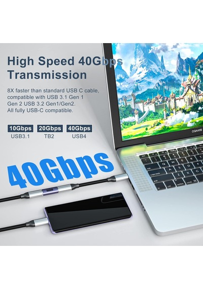 Usb C Dişi Adaptör 2 Paket, 40gbps Usb4 Adaptör Desteği 100w, 8k 60hz, 5k 60hz, 4k 120hz Thunderbolt 4/3, Macbook Pro 2021, Macbook Air 2022 Ve Daha Fazla Tip C Cihazlarla Uyumlu