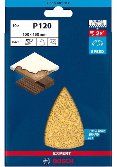 Bosch Expert 100x150 Mm 120 Kum Üçgen Zımpara Kağıdı 10'lu 2608901117