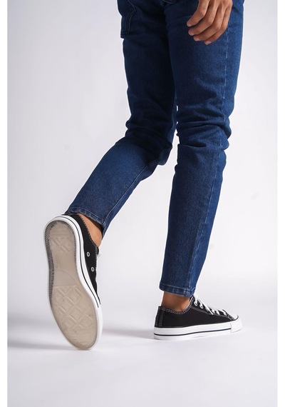 Mubiano Mbcvs200s Düz Taban Bağcıklı Erkek Siyah Bez Spor Ayakkabı & Sneaker Siyah