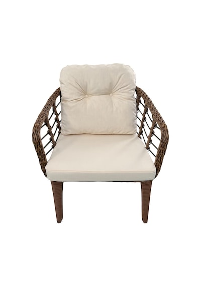 Tu Tienda Kartepe 2 1 1 Rattan Bahçe Balkon Takimi,kahve Rattan/krem Kumaş Krem