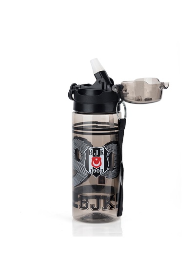 Beşiktaş Lisanslı 500ml Pipetli Kilitli Kapaklı Siyah Matara - Orijinal Bjk Taraftar Suluk Siyah - Beyaz