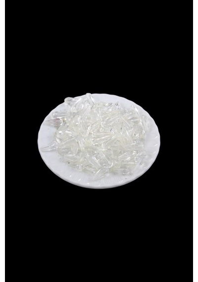 Serhat Aksesuar Ve El İşçilik Damla Akrilik Boncuk Şeffaf 7x18 Mm İçten Delikli Boncuk 25 Gr 45 Adet Altın