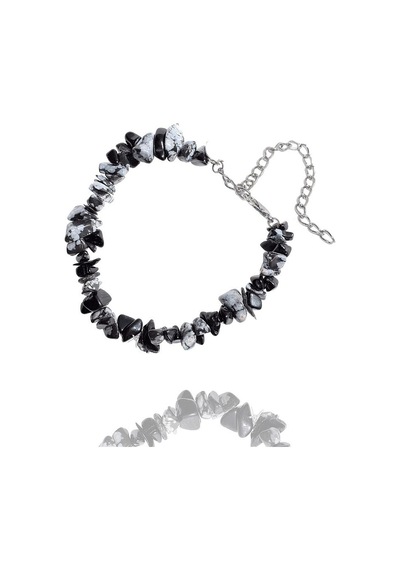 Sertifikalı Karlı Obsidyen Kırık Doğal Taşlı Bileklik 1.kalite M Çok Renkli