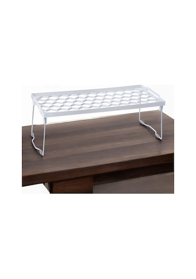 Plastik Metal Ayaklı Dikdörtgen Mini Raf Düzenleyici Organizer Beyaz