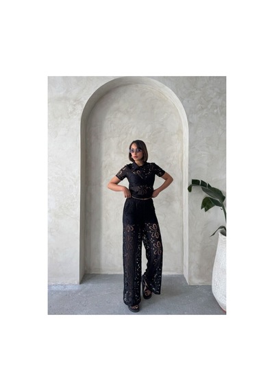 Verymoda Gömlek Yaka Dantel Bluz - D2815 Siyah