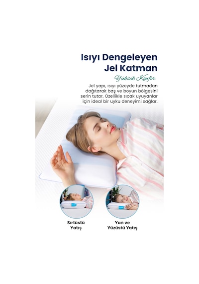 Viscofoam Comfy Terletmeyen Ortopedik Yastık Serinleten Visco Yastık Jelli Yastık 55x35x12cm