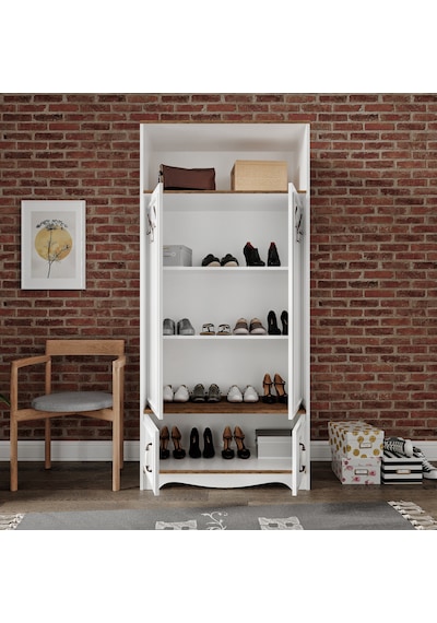 Stella 4 Kapaklı 6 Askılı 5 Bölmeli Country Vestiyer, Portmanto Beyaz-ceviz- Tamamı Mdf Beyaz - Ceviz Stella 4 Kapaklı 6 Askılı 5 Bölmeli Country Vestiyer, Portmanto Beyaz-ceviz- Tamamı Mdf Beyaz - Ceviz