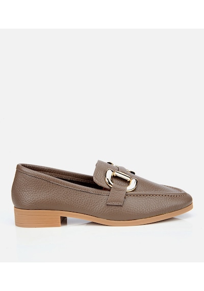 Hotiç Kadın Deri Vizon Tokalı Klasik Loafer