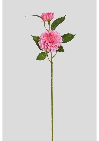 Pembe Yapay Dahlia Yıldız Çiçeği 2 Dallı Lüx İpeksi Dokulu 65 Cm