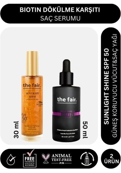 The Fair. Biotin Dökülme Karşıtı 50 Ml Saç Serumu Ve Shine Spf 50 Güneş Koruyucu Saç Yağı 30 Ml