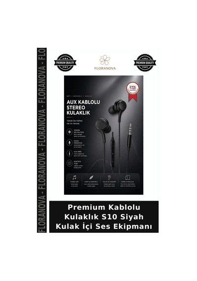 Premium Kablolu Kulaklık S10 Siyah Kulak İçi Ses Ekipmanı