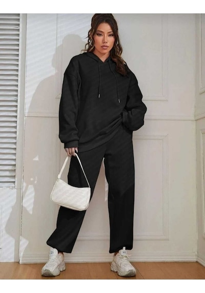 Kozia Outdoorskapşonlu Esofman Takımı Sweatshirt Jogger Siyah