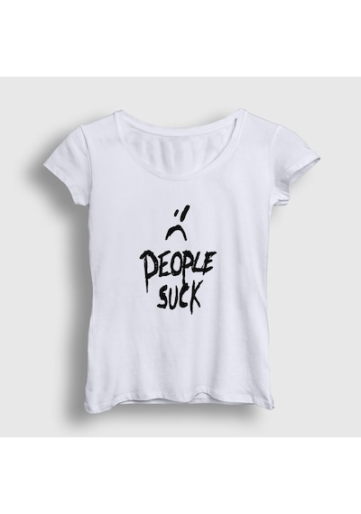 Presmono Kadın People Suck Xxxtentacion T-shirt Beyaz