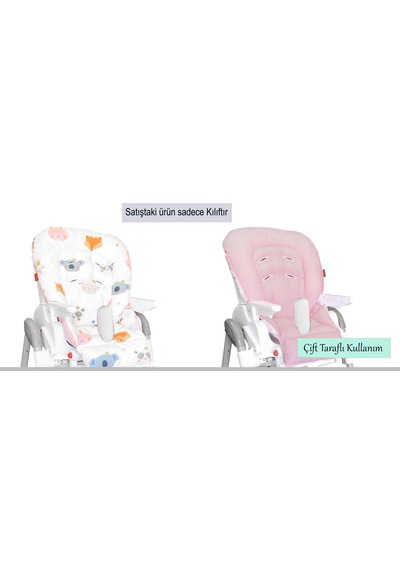 Leke Tutmaz Organik Mama Sandalyesi Minderi & Kılıfı Max-M Germanyg One Size Pembe