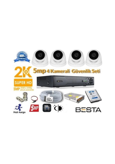 5mp 4 Kameralı Ahd Güvenlik Seti