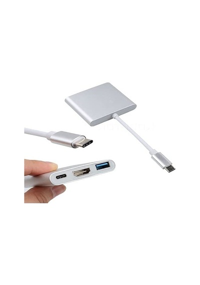 Uyumlu 4k Full Hd 1080p Type C To 3 Portlu Hdmı - Usb 3.0 - Pd Çevirici Hub