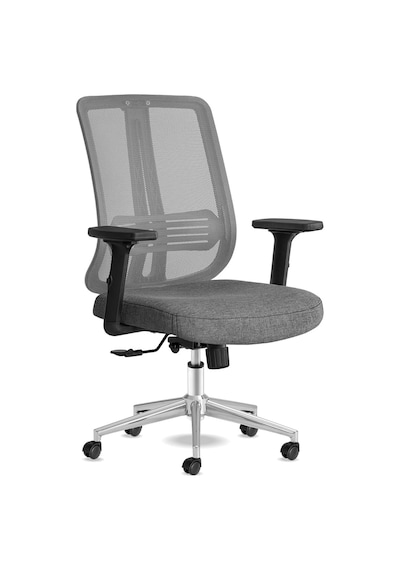 Spark Ofis Sandalyesi Ergonomik Sırt Destekli Çalışma Koltuğu Başlıksız File Sırt Gri Krom Diğer