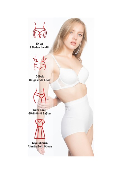 Beyaz Mı Emay 7024 Yüksek Bel Slip Korse Beyaz