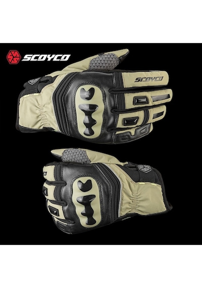 Ebakbak Motosiklet Eldiveni Deri Ve Cordura Reflektörlü Su Geçirmez Mebran Kışlık Motor Eldiveni Haki