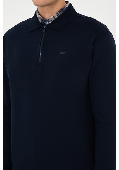 U.S. Polo Assn. Erkek Comfort Fit Yarım Fermuarlı Lacivert Sweatshirt 50316484-VR033