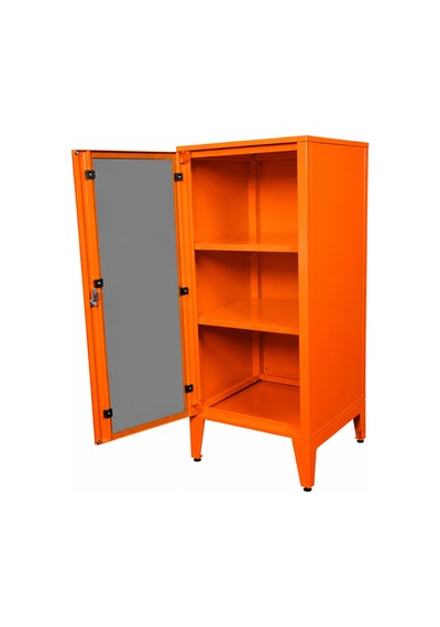 Alfafonet Ziglat Serisi Kilitli Metal Home Office Dolabı Cam Kapaklı Turuncu Ral 2004 450x1050x450 Mm