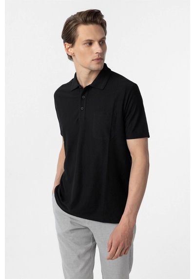 Süvari Waffle Sıfır Yaka Siyah Erkek T-shirt Sts1014000001