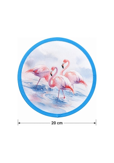 Katlanır Mini Çantalı Yelpaze Flamingo Desenli Taşınabilir El Yelpazesi Yazlık Plaj Seyahat Kamp Piknik